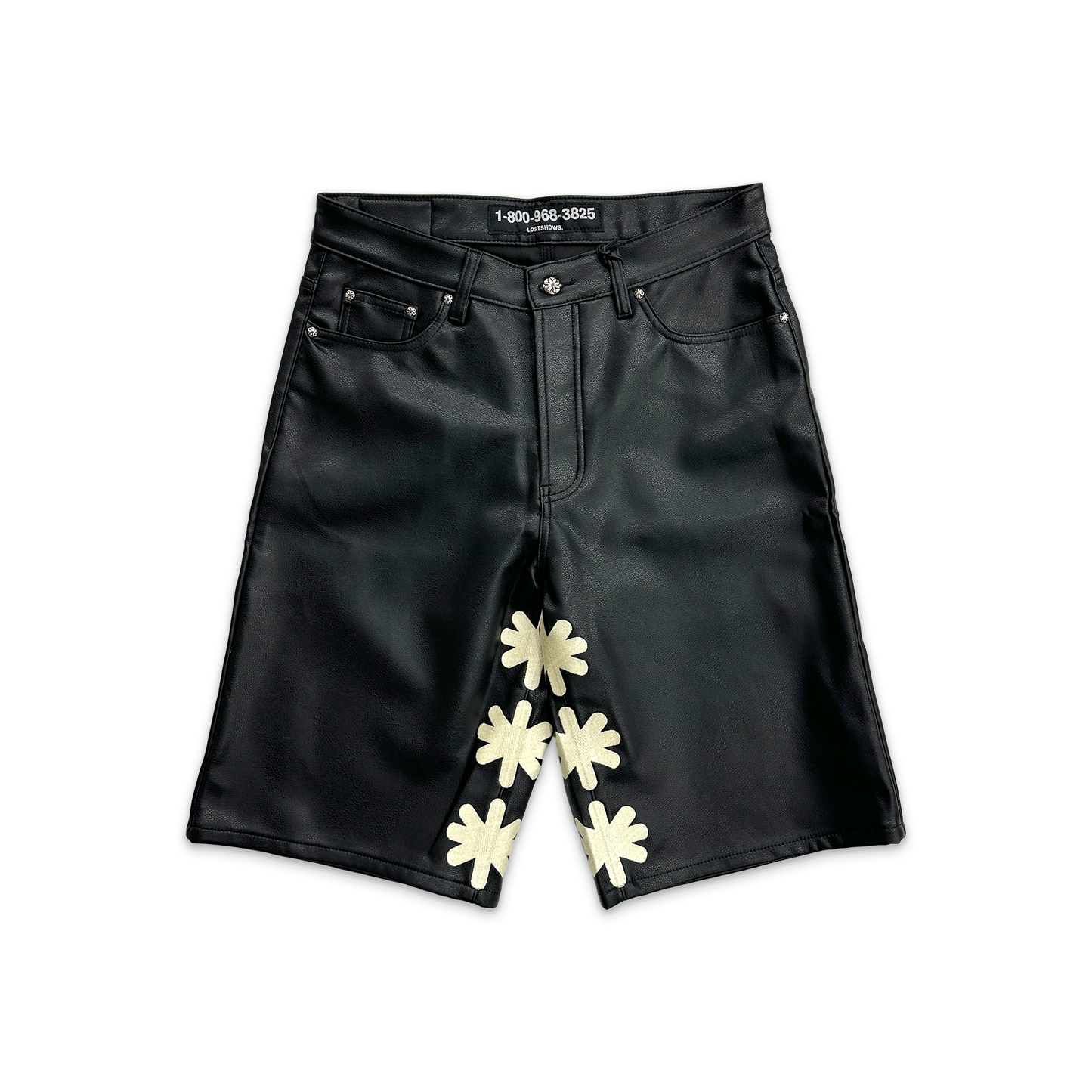 LOSTSHDWS
LEATHER SHORTS "BLACK/BONE"