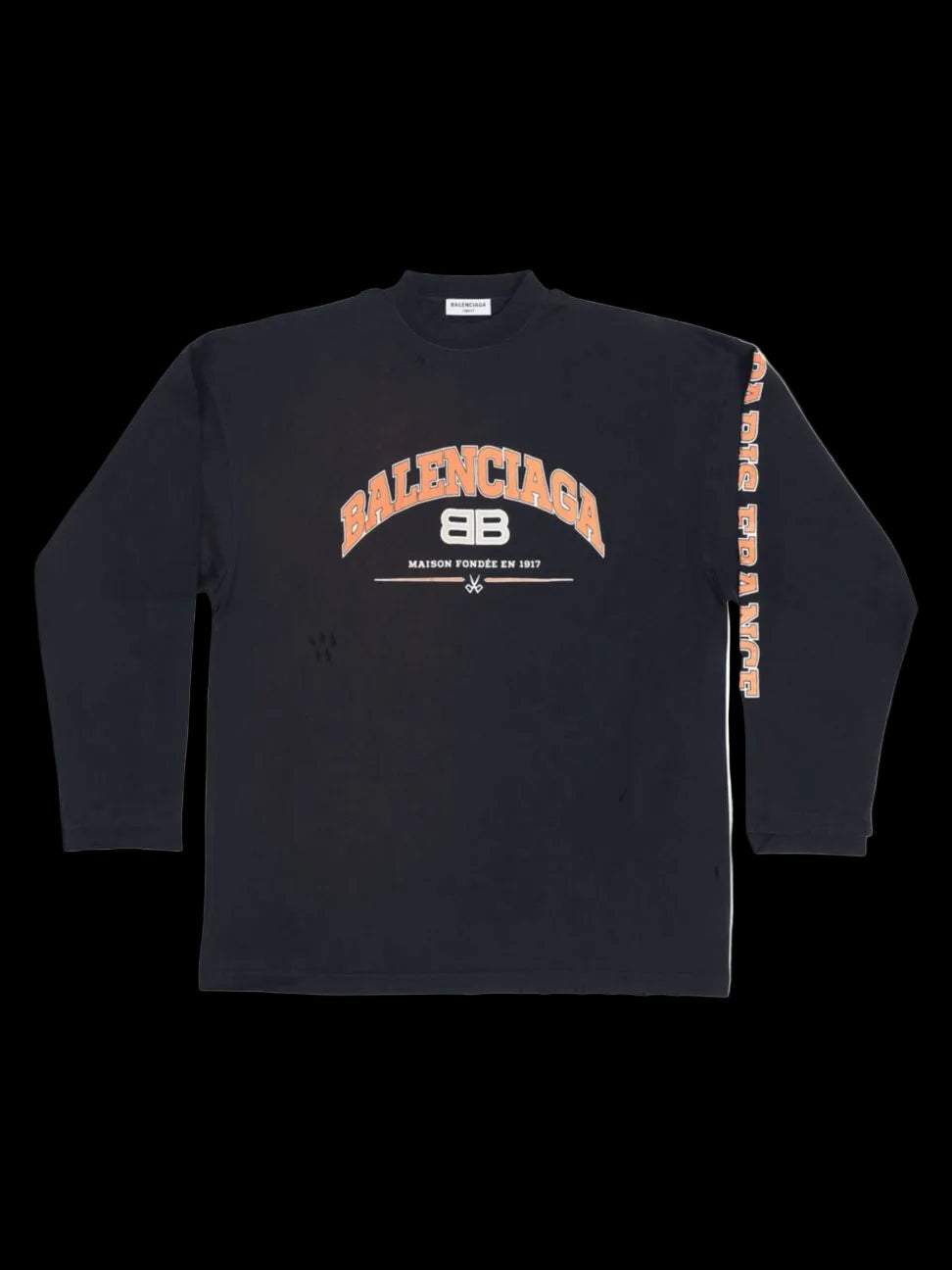 Balenciaga Maison Long Sleeve T-shirt Oversized In Black Orange White