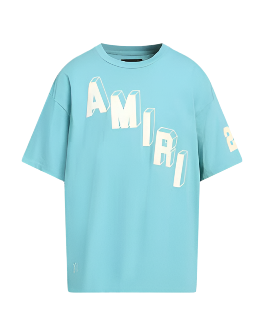 Amiri Men's Logo Flocked Hockey Skater T-Shirt Blue