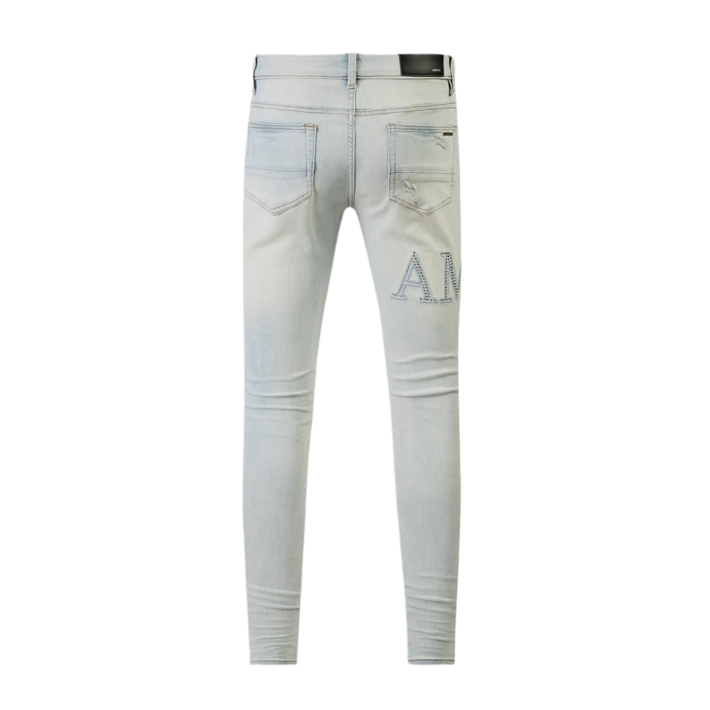 AMIRI - Skinny-Fit Logo-Appliquéd Crystal-Embellished Distressed Jeans - Blue