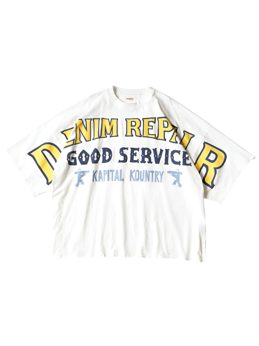Denim Repair Kapital Jersey Huge Tee WHITE