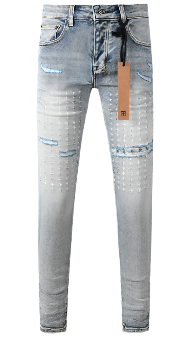 KSUBI
Men's Cross Embroidered Trashed Chitch Jeans