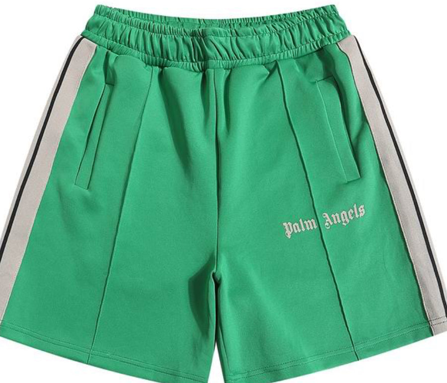 PALM ANGELS Green TRACK SHORTS