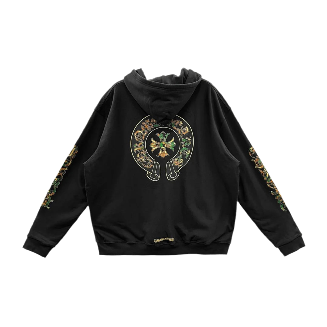 Chrome Hearts Black Camo Triple Cross Horseshoe Zip Hoodie