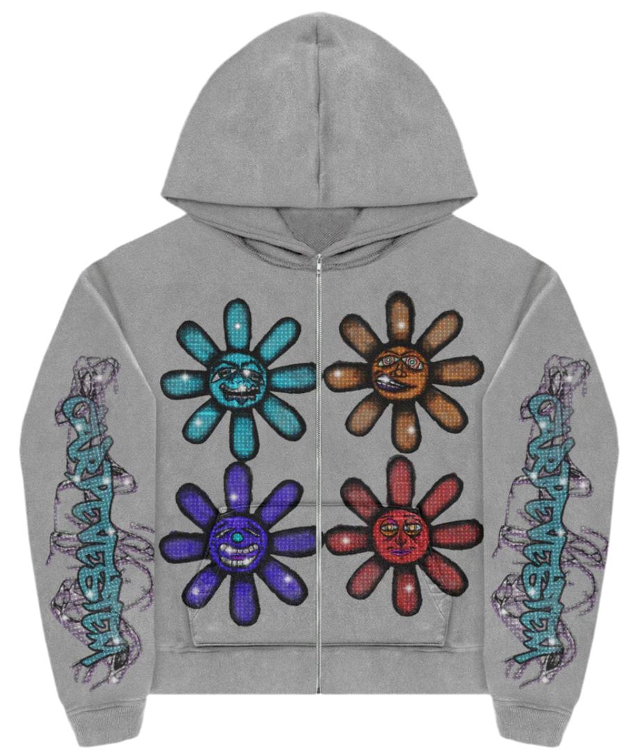 Grey Rhinestone Mood Hoodie
