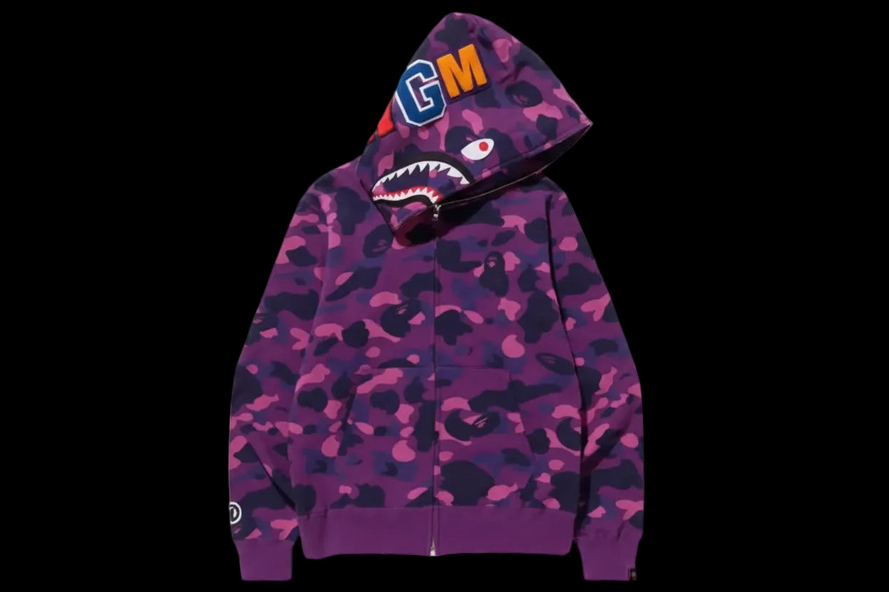 BAPE Color Camo Shark Full Zip Hoodie Purple