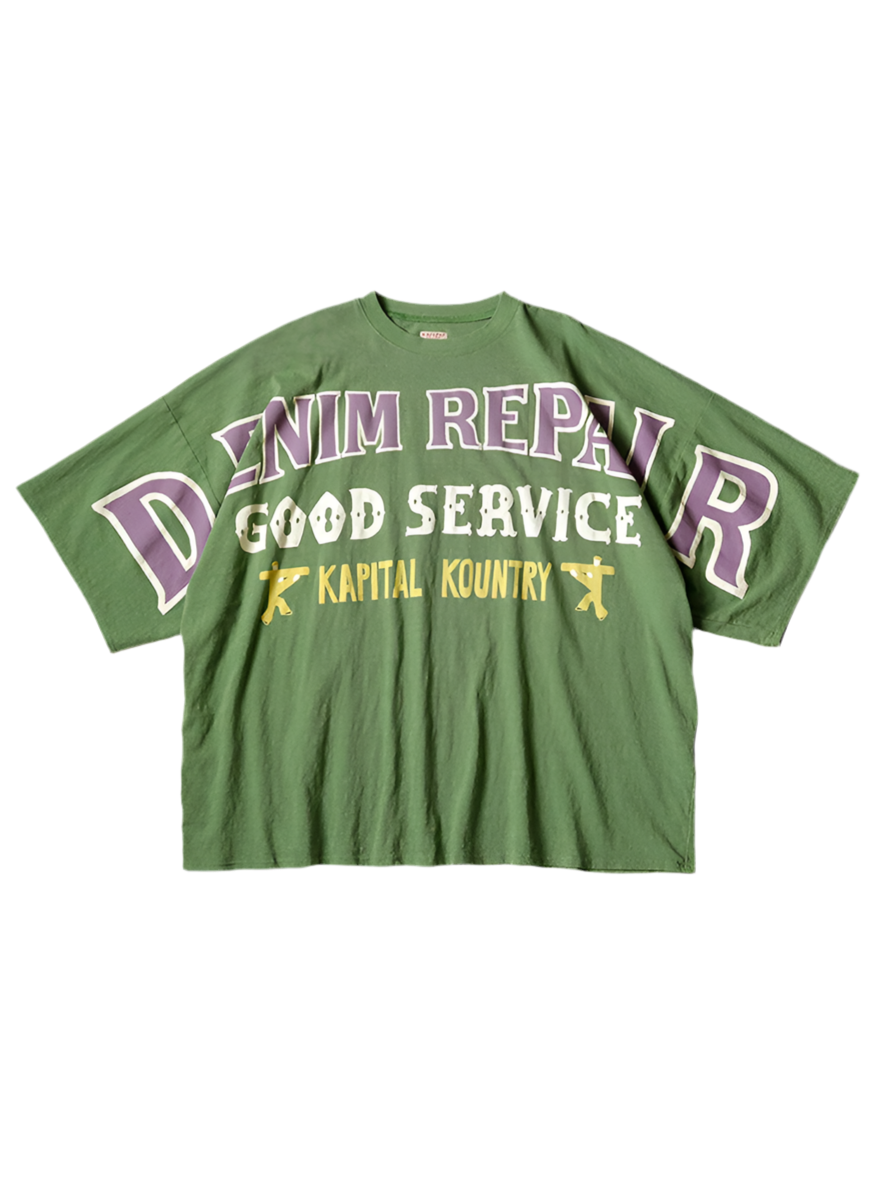 Denim Repair Kapital Jersey Huge Tee Green