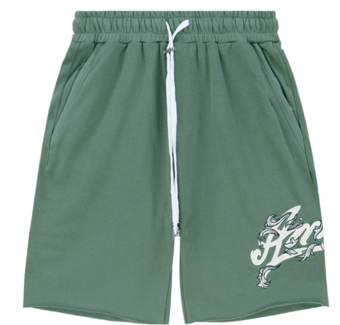 AMIRI GREEN SHORTS FILIGREE LOGO