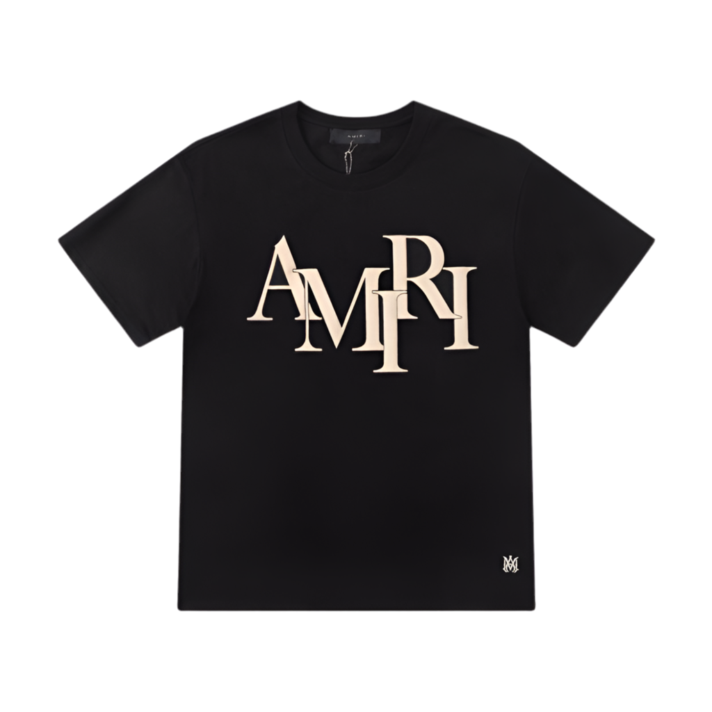 Amiri Staggered Logo Black/Cream T-Shirt