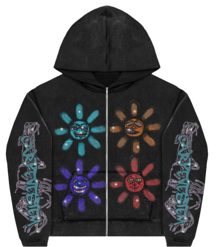 Black Rhinestone Mood Hoodie