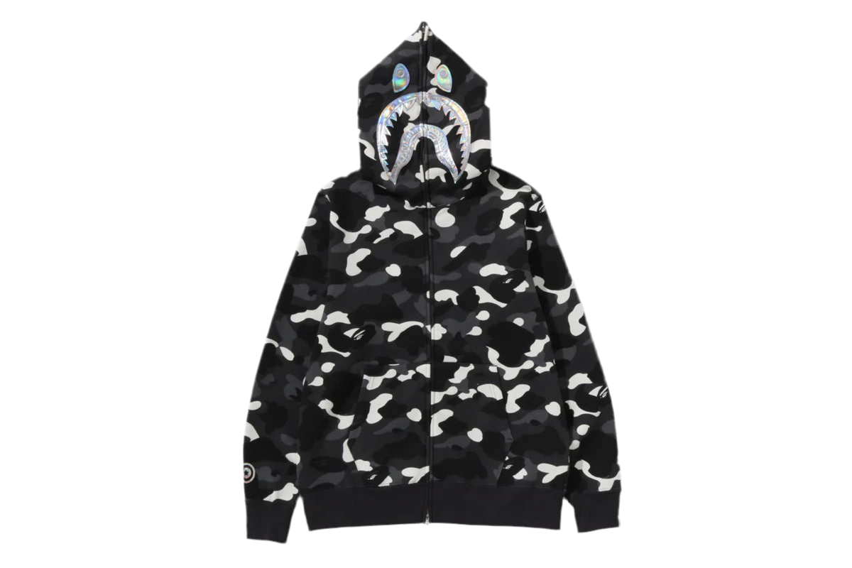 A BATHING APE MEN
SWEATSHIRT
CITY CAMO SHARK FULL ZIP HOODIE MENS BLACK