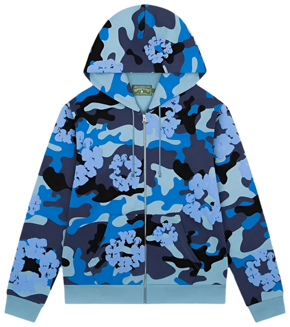Denim Tears The Wreath Zip Hoodie 'Blue Camo'