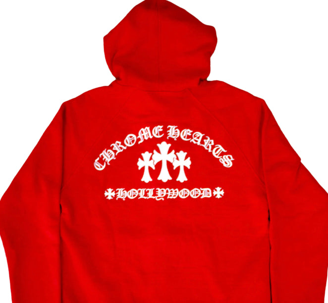 CHROME HEARTS EMBROIDERED ROCKER ARCH ZIP UP "RED"