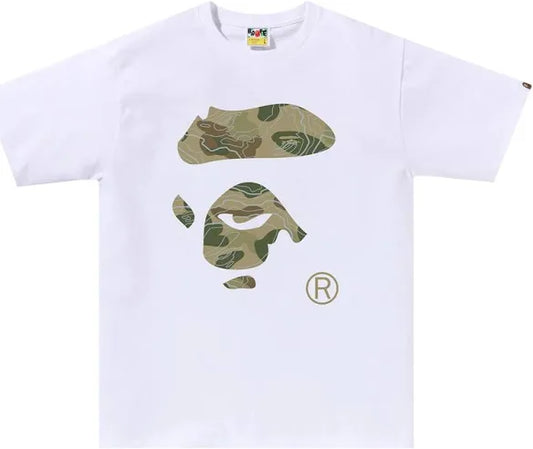 Bape Layered Line Camo Ape Face Tee White