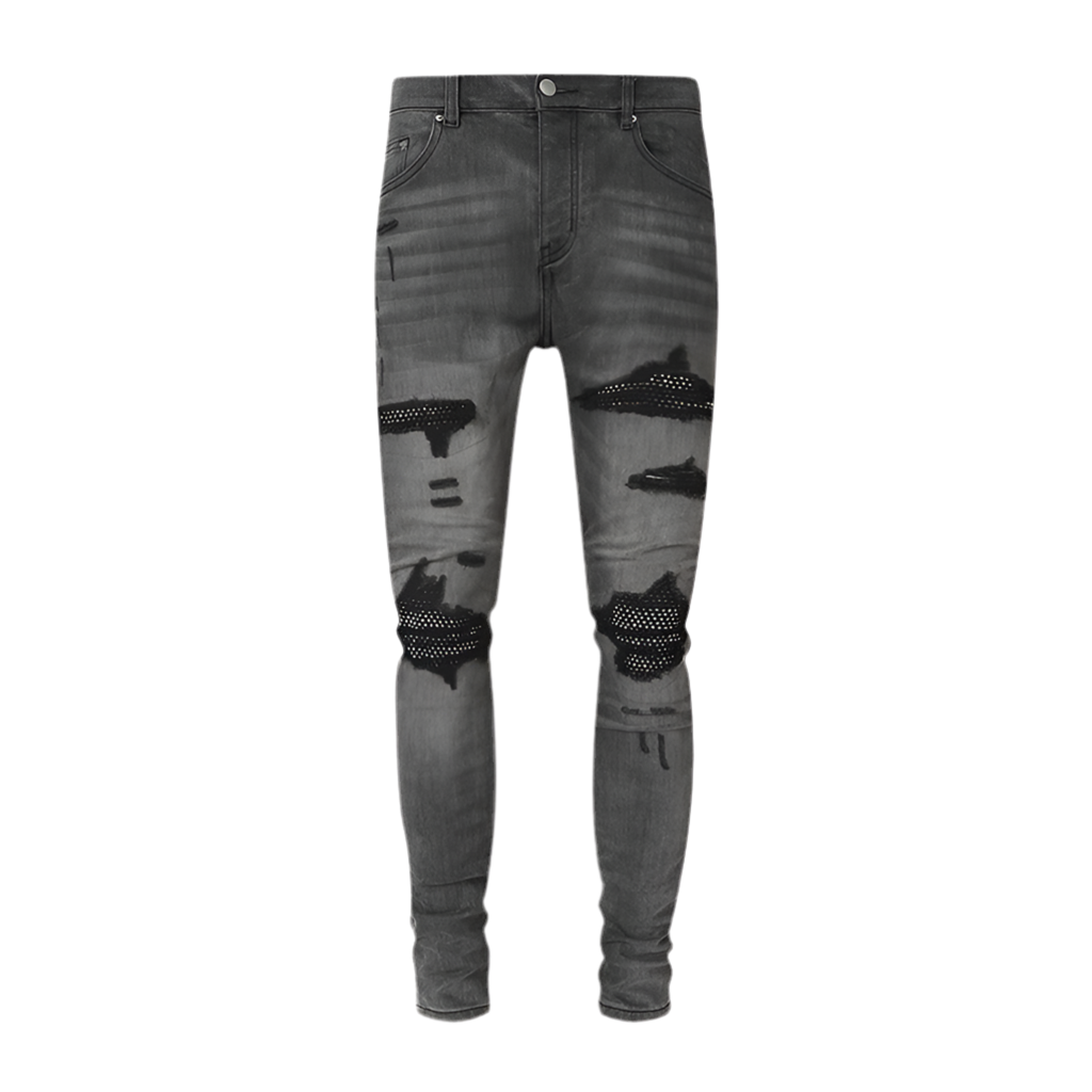 Amiri Grey Distressed Denim Skinny Jeans