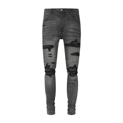 Amiri Grey Distressed Denim Skinny Jeans