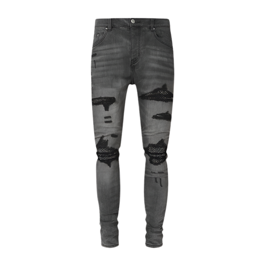 Amiri Grey Distressed Denim Skinny Jeans