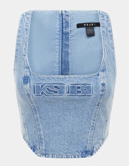 Bscura Bustier Authentik Ksubi Blue Denim Crop Top