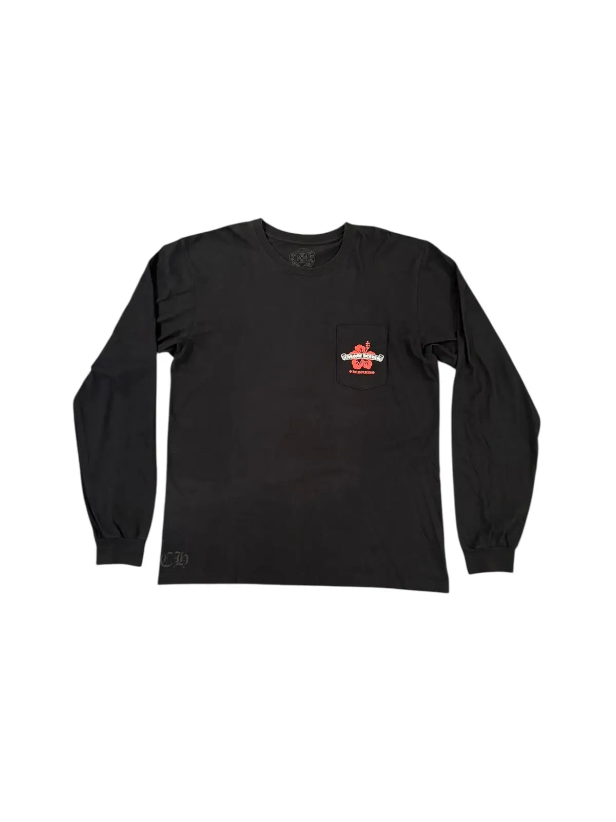 Honolulu State Flower Pocket LS Tee Black/ Red