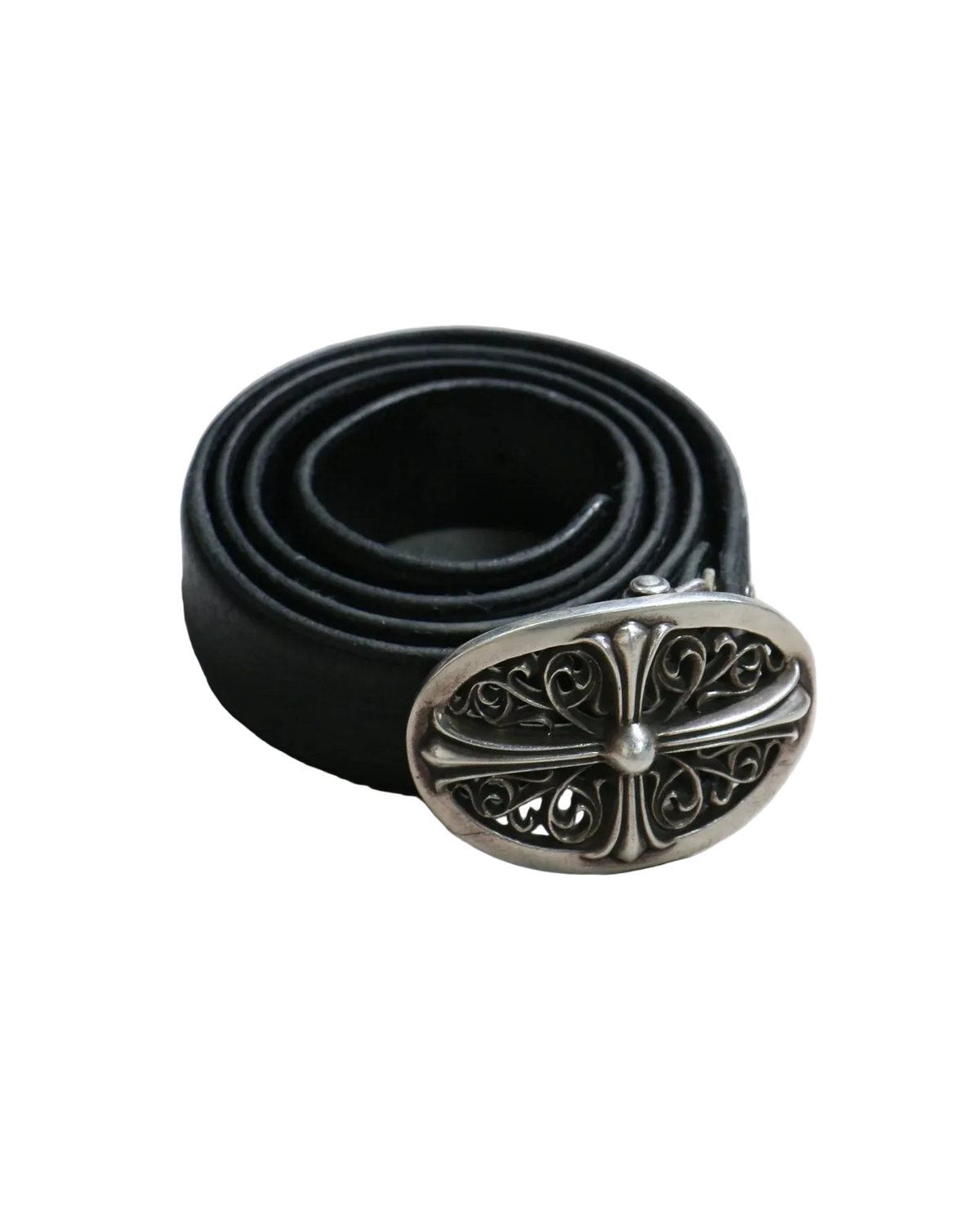 Chrome Hearts Oval .925 Silver Belt Buckle / Leather Belt Strap