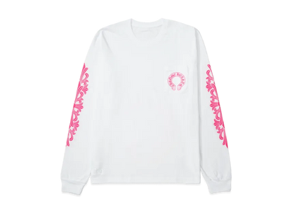 Chrome Hearts Horseshoe Floral Cross Pink Logo L/S Pocket T-Shirt "White"
