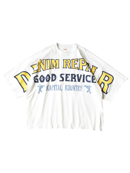 Denim Repair Kapital Jersey Huge Tee WHITE