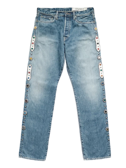 Blue KAPITAL - Straight-Leg Embellished Jeans -