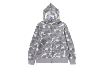 A BATHING APE MEN
SWEATSHIRT
CITY CAMO SHARK FULL ZIP HOODIE MENS GREY