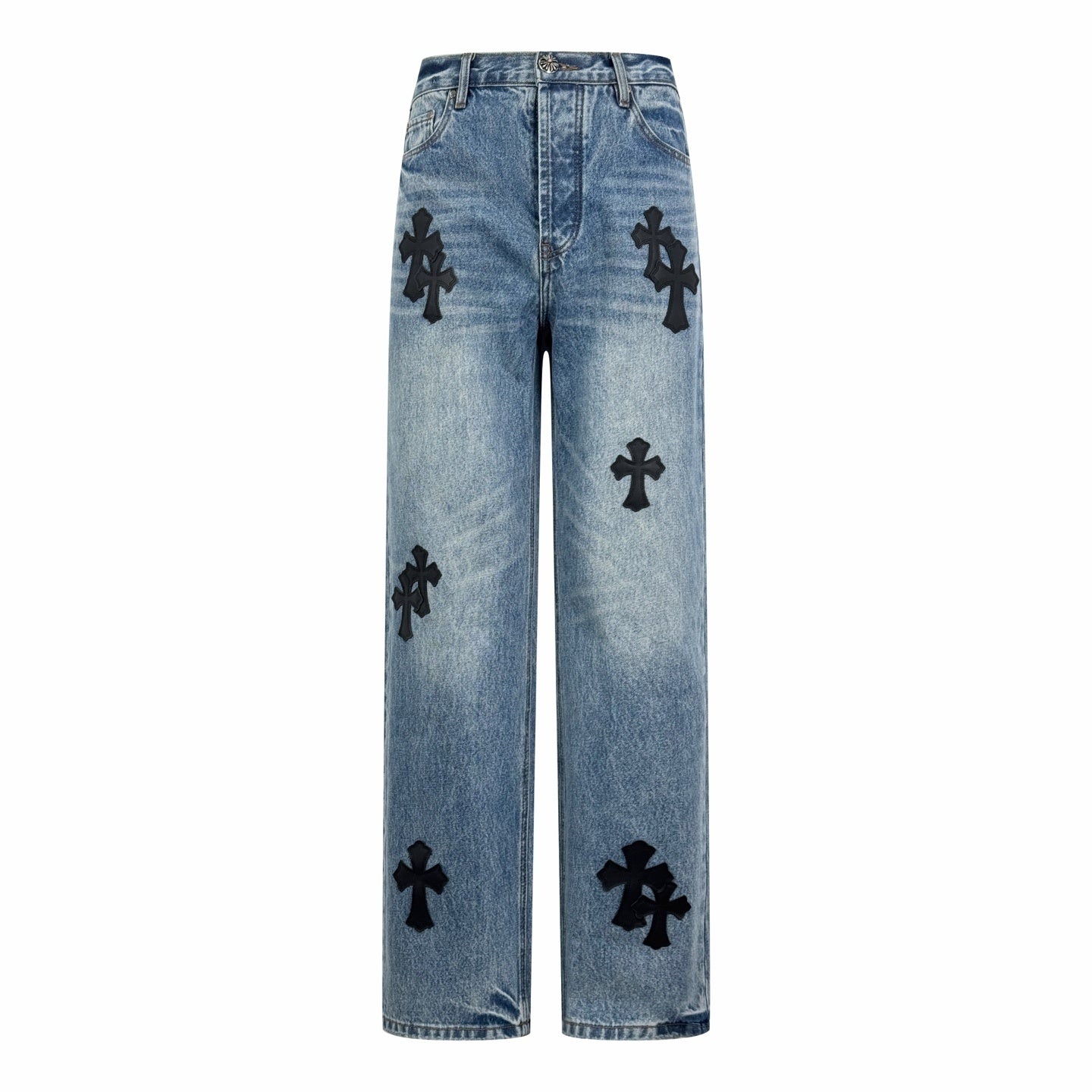 Chrome Heart Blue Denim Jeans with Cross