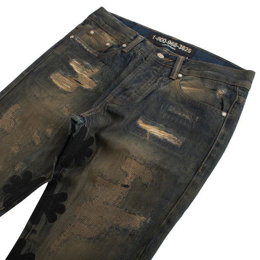 Destroyed Waxed Denim