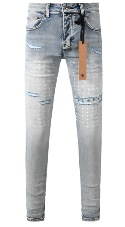 KSUBI
Men's Cross Embroidered Trashed Chitch Jeans