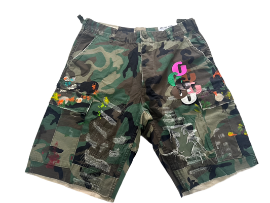 G PATCH WOODLAND CAMO CARGO SHORTS