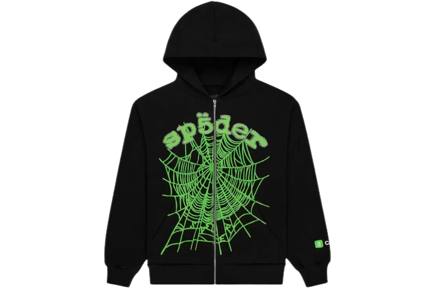 Sp5der Cash OG Web V2 Rhinestone Zip Hoodie
Black