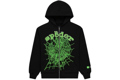 Sp5der Cash OG Web V2 Rhinestone Zip Hoodie
Black