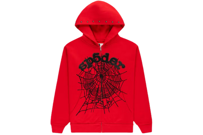 Sp5der OG Web Studded Zip Hoodie
Red