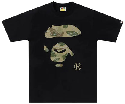 BAPE Layered Line Camo Ape Face Tee 'Black/Beige'