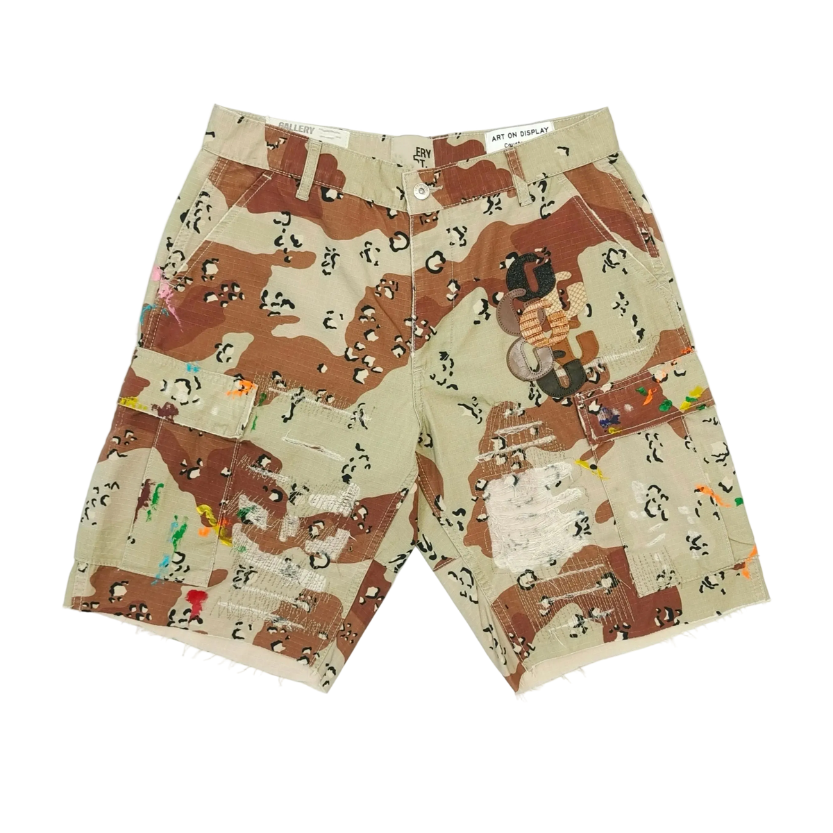 Gallery Dept. Kenzi Chocolate Chip Appliquéd Distressed Camouflage-Print Cotton-Ripstop Shorts