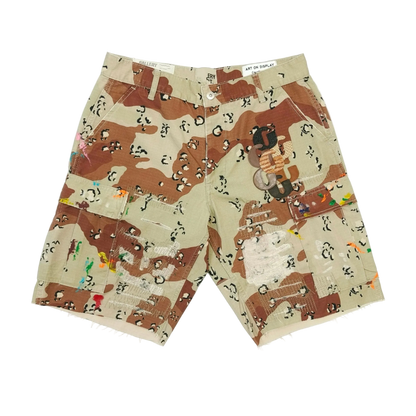 Gallery Dept. Kenzi Chocolate Chip Appliquéd Distressed Camouflage-Print Cotton-Ripstop Shorts