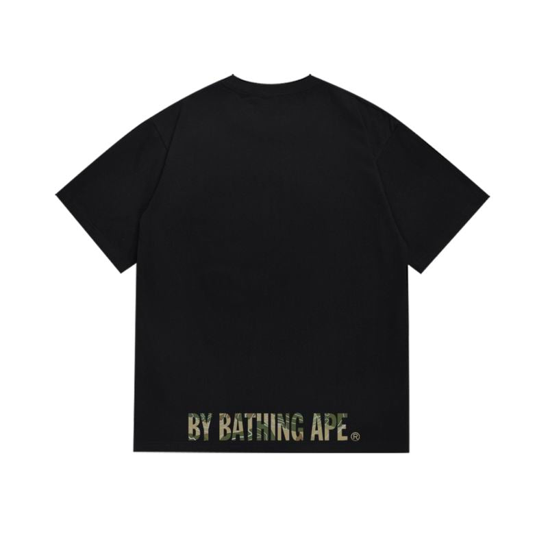 BAPE Layered Line Camo Ape Face Tee 'Black/Beige'