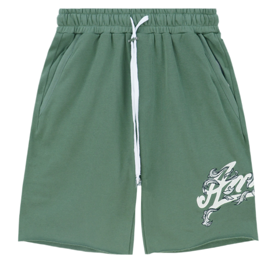 AMIRI GREEN SHORTS FILIGREE LOGO