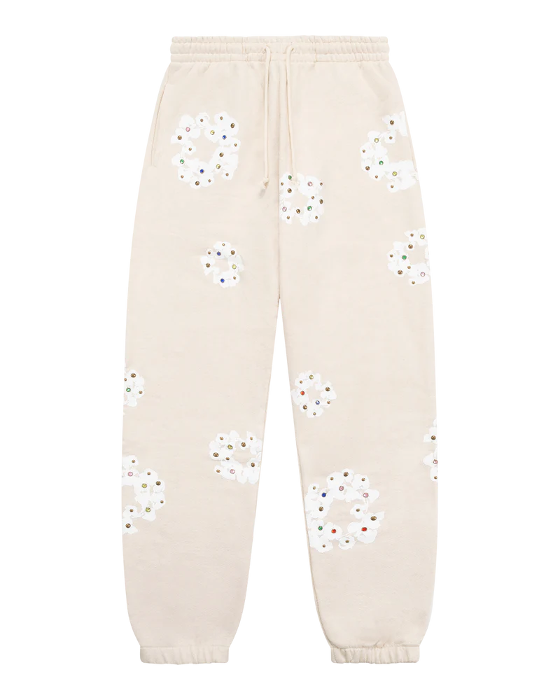 Denim Tears Rhinestone Cotton Wreath Sweatpants 'Oatmeal'