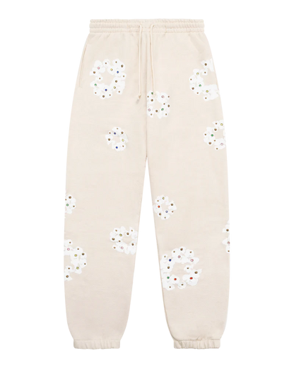 Denim Tears Rhinestone Cotton Wreath Sweatpants 'Oatmeal'