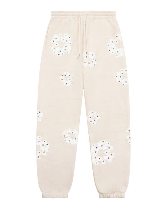 Denim Tears Rhinestone Cotton Wreath Sweatpants 'Oatmeal'