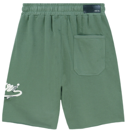 AMIRI GREEN SHORTS FILIGREE LOGO