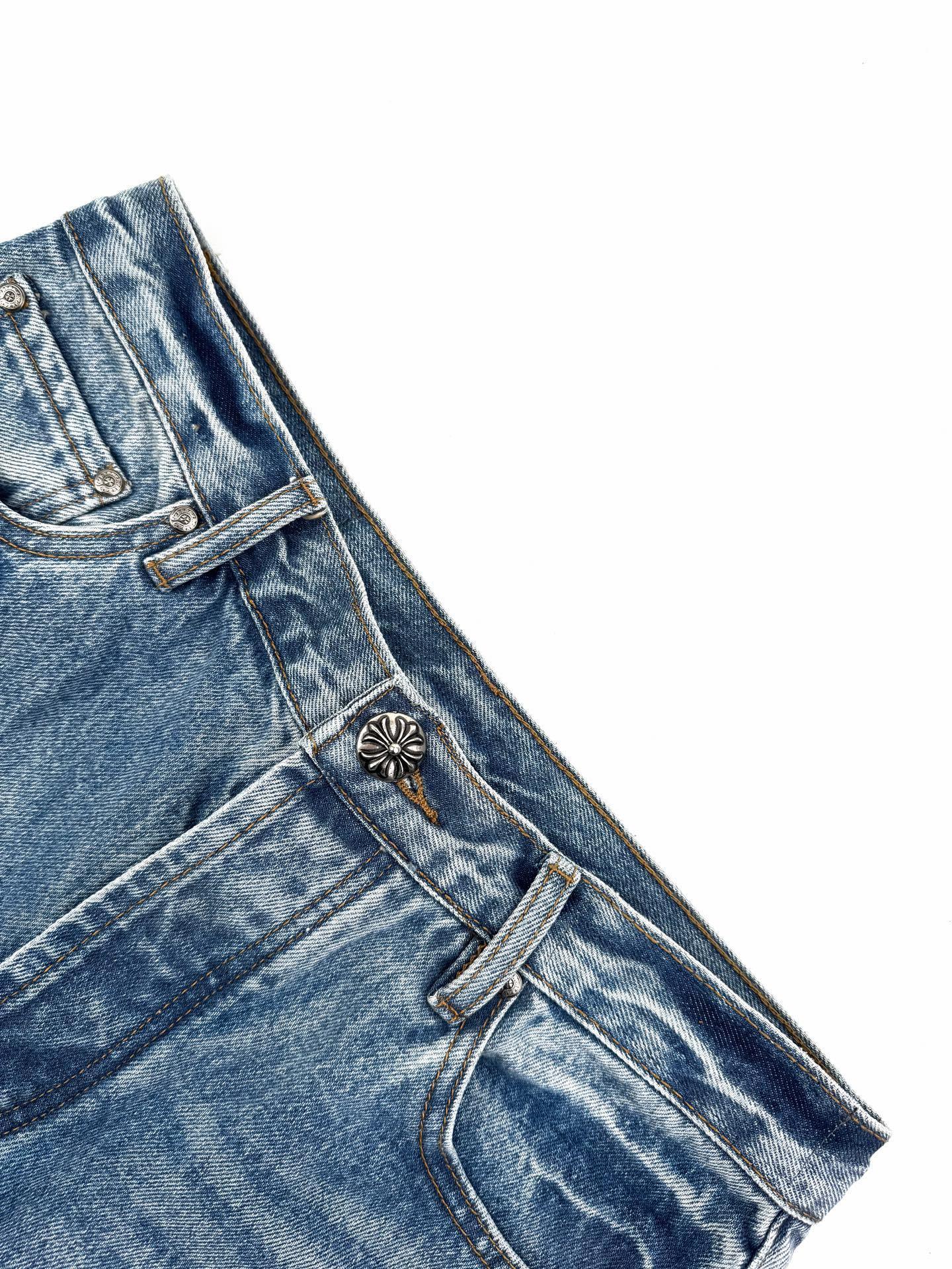 Chrome Heart Blue Denim Jeans with Cross