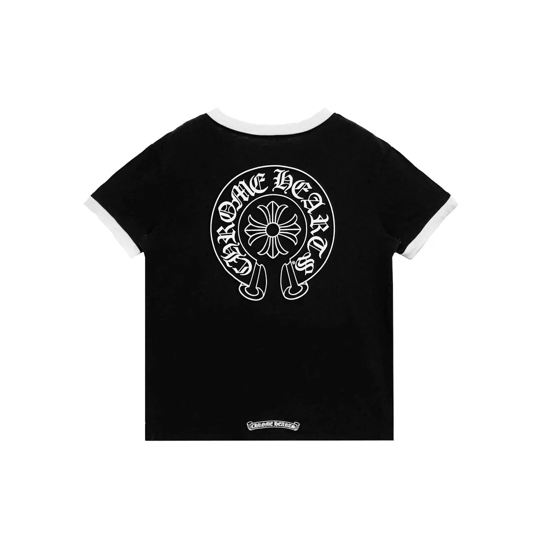 Chrome Hearts Horseshoe Logo Short Sleeve Tee Womens (black+ white)