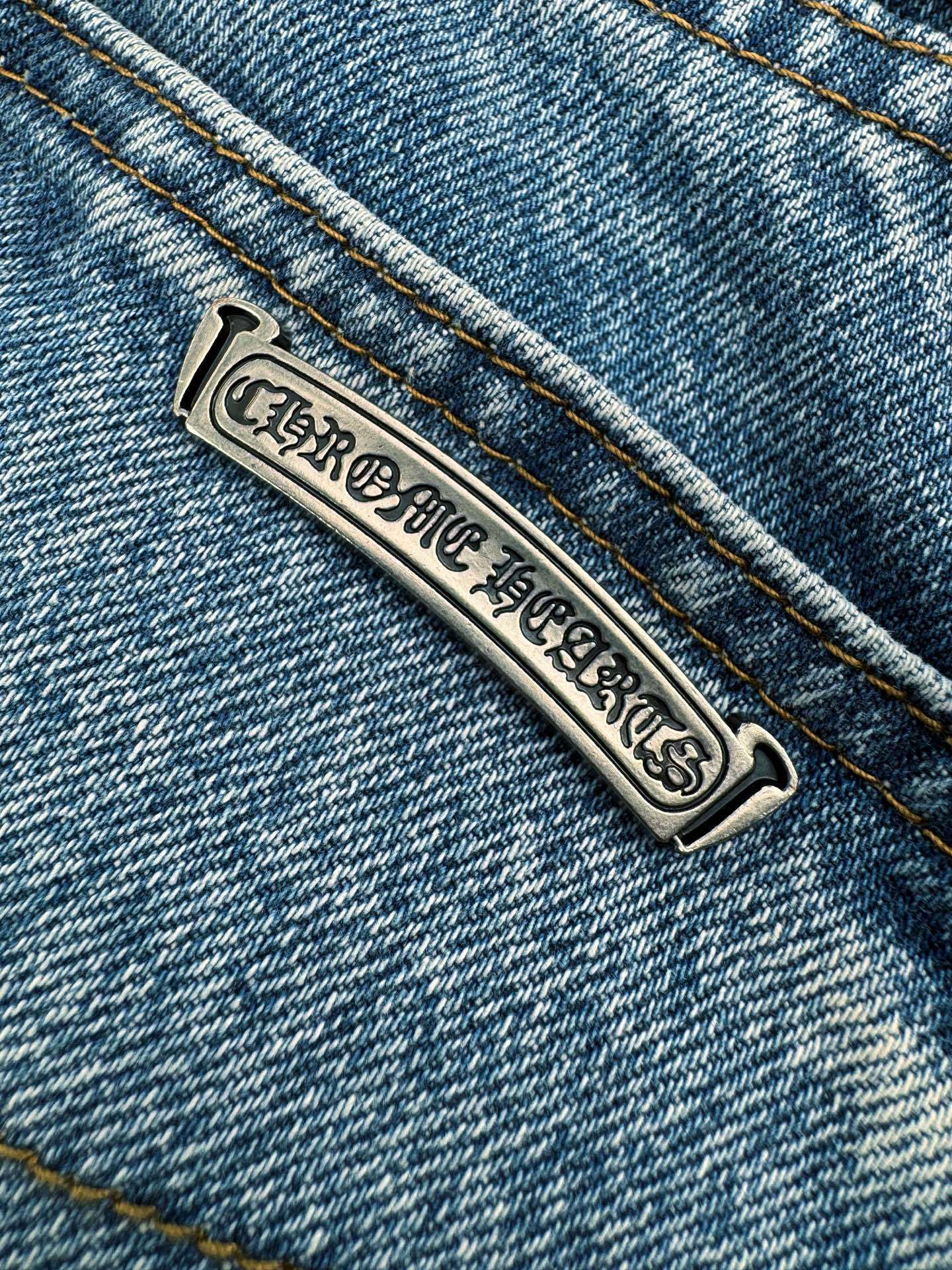 Chrome Heart Blue Denim Jeans with Cross