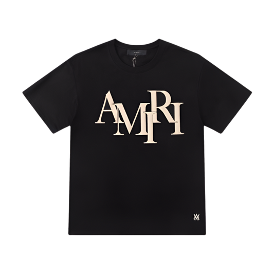 Amiri Staggered Logo Black/Cream T-Shirt