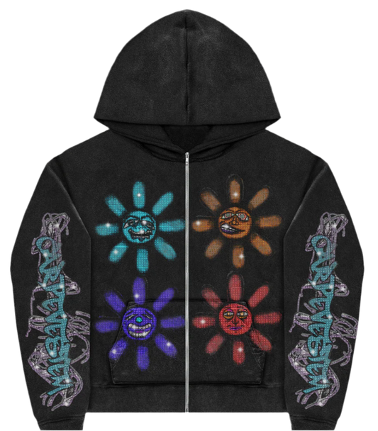 Black Rhinestone Mood Hoodie