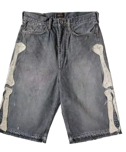 Kapital 14 Oz Denim 5P Bone Embroidery Shorts
Black
